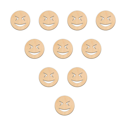 Grinning Squinting Face Emoji - 5cm x 5cm wooden shapes
