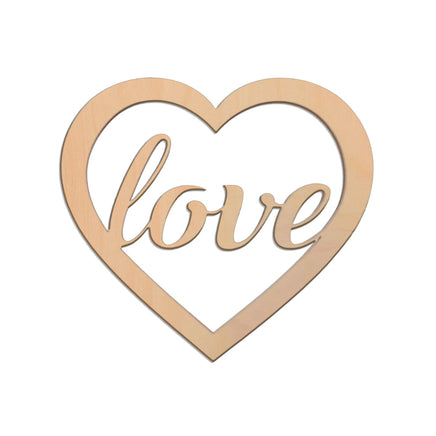 Heart With Love (Style A) wooden shapes