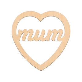 Mum In Heart Frame (Style A) wooden shapes