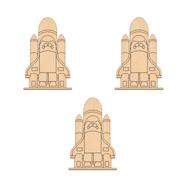 Space Shuttle On Launch Pad - 12cm x 8cm wooden shapes