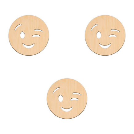 Winking Face Emoji - 10cm x 10cm wooden shapes