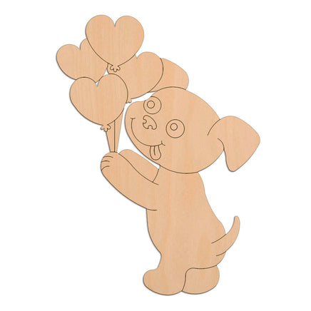 Puppy with Hearts wooden shapes