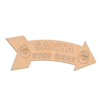 Santa Stop Here Arrow Sign wooden shapes