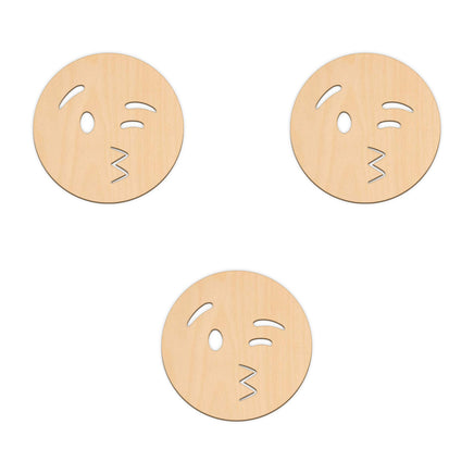 Blowing A Kiss Face Emoji - 10cm x 10cm wooden shapes