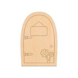 Curved Fairy Door (Style B) - 8cm x 12cm wooden shapes
