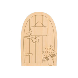 Curved Fairy Door (Style F) - 8cm x 12cm wooden shapes