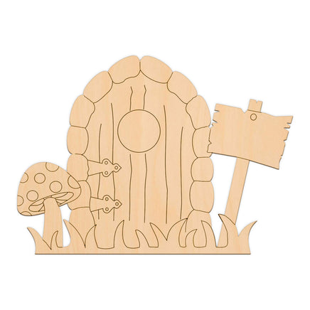 Fairy Door (Style H) - 17cm x 12cm wooden shapes
