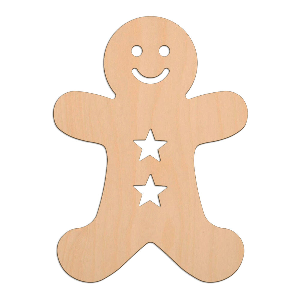 Gingerbread Man (Style B) Stars | Wood Craft Shapes