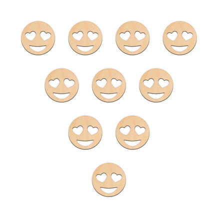 Heart Eyes Face Emoji - 5cm x 5cm wooden shapes