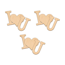 I Love You (Heart) - 10cm x 7.9cm wooden shapes