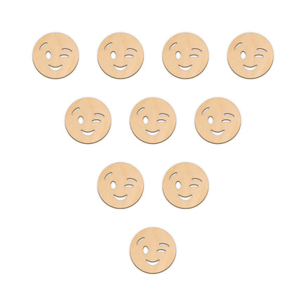 Winking Face Emoji - 5cm x 5cm wooden shapes
